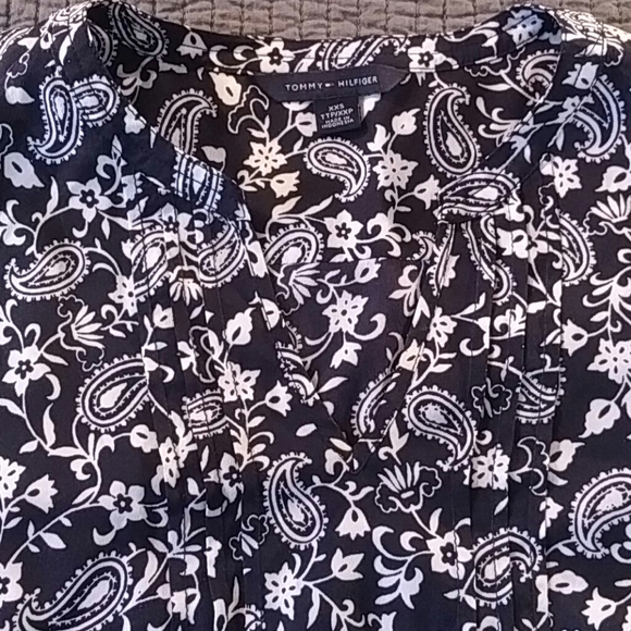 Tommy Hilfiger Navy/White Peplum Blouse - Picture 3 of 4